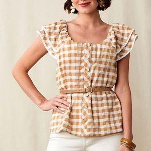 NWT! Annabelle Plaid Off- Shoulder Button Front Blouse Matilda Jane L